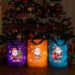 Personalized Cartoon Santa Claus Character LED Light Bucket Bag with Name Christmas Party Gift for Kids Family