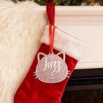 Personalized Cute Cat Face Ornament with Name Tree Decor Christmas Gift for Family Friend Cat Lover