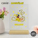 Personalized Long-Tailed Leopard Marsupilami Name Acrylic LED Night Light with Wooden Base Home Decor Birthday Gift for Kids | Callie × Marsupilami®