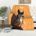 Personalisierte gemaltes Pferd Foto Hufeisen drucken weiche Decke mit Namen Home Decor Geburtstagsgeschenk für Pferdeliebhaber Familie Freunde