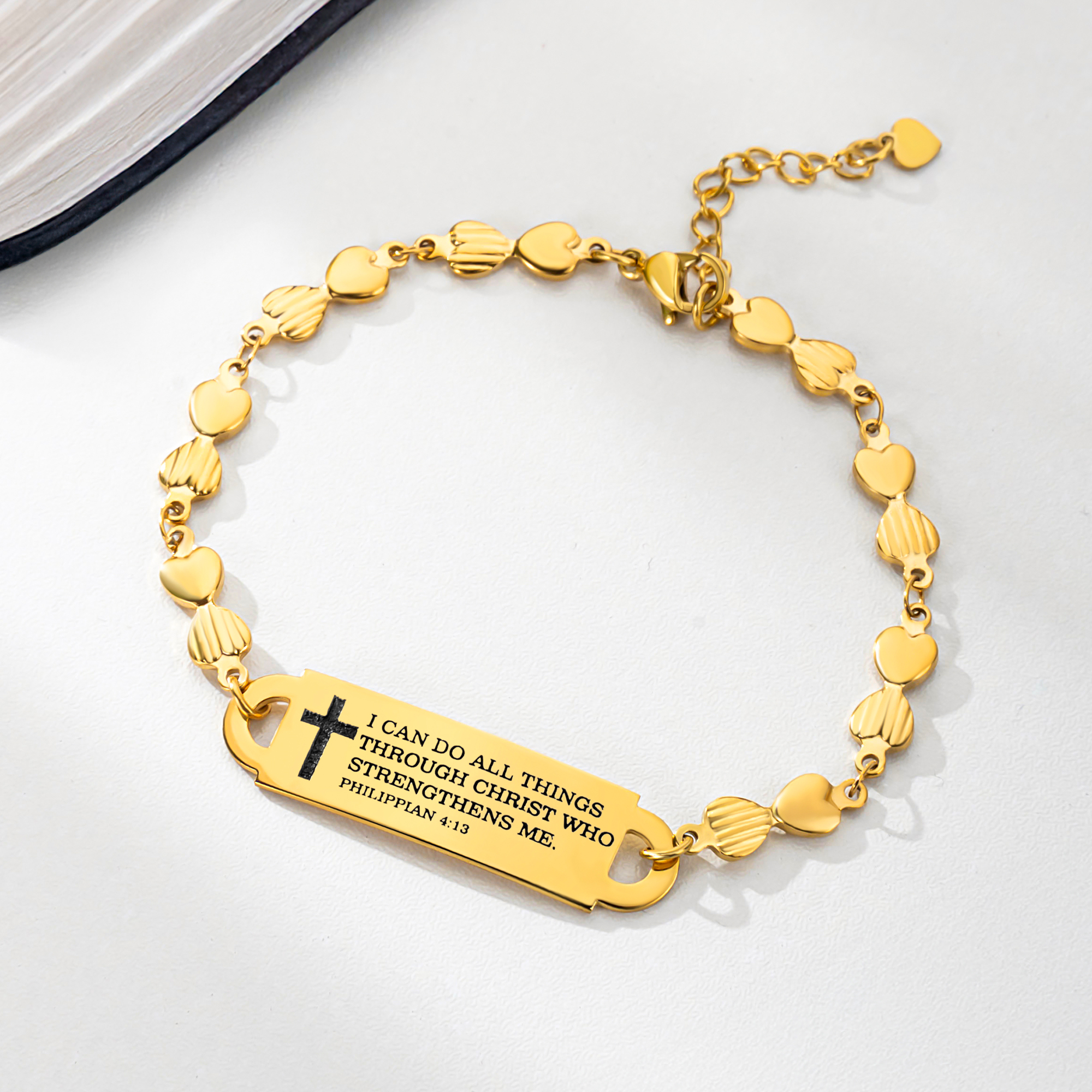 Bracelet de verset biblique personnalisé avec texte gravé Bijoux délicats Cadeau d'anniversaire pour les chrétiens Femmes