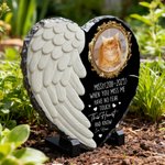 Personalized Angel Wing Heart Memorial Photo Garden Stone with Name Garden Decoration Memorial Gift for Loss of a Loved One Pet Owners