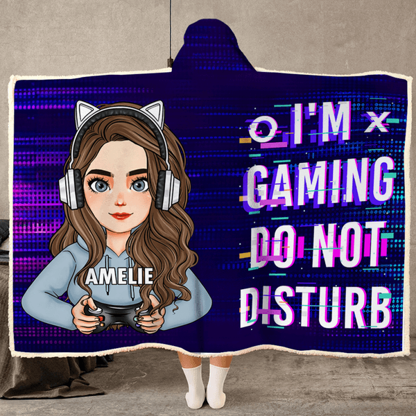 Personalised Gamepad Cartoon Character Soft Hooded Blanket with Name Home Decor Daily Use Birthday Gift for Teenagers Friends