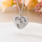 Personalizado grabado collar de la foto del corazón con el texto cumpleaños aniversario regalo para la familia amigo