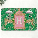 Personalized Leopard Pagoda Chinoiserie Non-Slip Door Mat with Initial Entryway Home Decor Housewarming Gift for Family