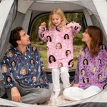 Personalised Funny Face Photo Multicolour Flannel Hoodie Daily Wear Birthday Christmas Gift for Family Friends Kids