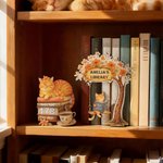 Gepersonaliseerde Leeskat Schommel Houten Bibliotheek Teken Boek Leest Tracker Set met Naam en Tekst Boekenplank Decor Verjaardagscadeau voor Lezers Boekenliefhebbers