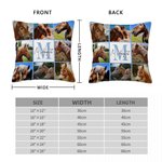 Personalized Nine-Square Grid Photo Horseshoe Soft Throw Pillow Cover with Name and Initial Home Decor Equestrian Game Day Gift for Horse Lovers