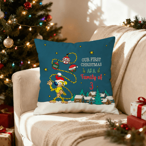 Personalized Santa-Hatted Long Tailed Marsupilami Throw Pillow Cover Home Decor Christmas Gift for Kids | Callie × Marsupilami®
