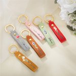Personalized Birth Flower PU Leather Keychain with Name Wedding Party Birthday Anniversary Gift for Woman