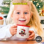 Personalised Long Tailed Marsupilami Merry Christmas 12 oz Enamel Mug with Name Christmas Gift for Family Friend | Callie × Marsupilami®