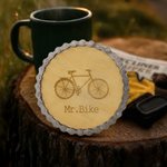 Personalized Multi-Pattern Engraved Bicycle Chain Coaster with Text Daily Use Birthday Gift for Cycling Enthusiast