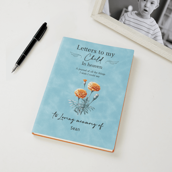 Personalised Letters To My Child In Heaven Birth Flower A5 Journal Notebook with Name Miscarriage Remembrance Baby Memorial Gift for Parents