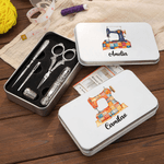 Personalized Patch Sewing Machine 6 Pcs Sewing Tools Set with Tin Box and Name Birthday Gift for Tailor Sewing Lover