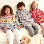 Personalised Funny Face Photo Multicolour Flannel Hoodie Daily Wear Birthday Christmas Gift for Family Friends Kids