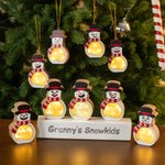 Gepersonaliseerd Sneeuwpop LED-licht Houten Kerstornament met Naam Kerstboom en Sok Decoratie Winterfeest Cadeau voor Familie en Kinderen