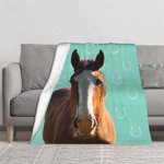Personalisierte gemaltes Pferd Foto Hufeisen drucken weiche Decke mit Namen Home Decor Geburtstagsgeschenk für Pferdeliebhaber Familie Freunde