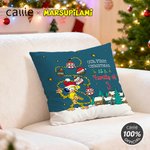 Personalized Santa-Hatted Long Tailed Marsupilami Throw Pillow Cover Home Decor Christmas Gift for Kids | Callie × Marsupilami®