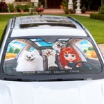 Personalized 1-4 3D Dog Cartoon Character Funny Car Windshield Sun Shade with Names Auto Accessories Travel Birthday Gift for Dog Lovers Car Owners