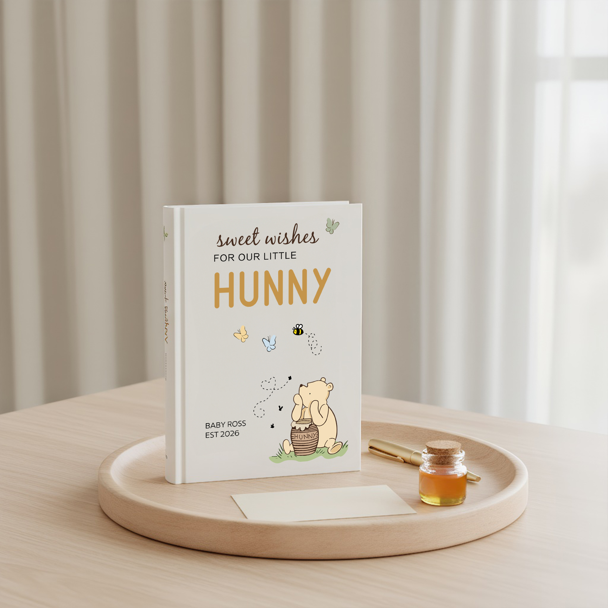 Discover Personalized Classic Winnie the Pooh Sweet Wishes for Our Little Hunny Guestbook with Name and Year Baby Shower Gift for New Parents