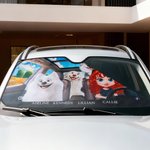 Personalized 1-4 3D Dog Cartoon Character Funny Car Windshield Sun Shade with Names Auto Accessories Travel Birthday Gift for Dog Lovers Car Owners