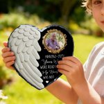 Personalized Angel Wing Heart Memorial Photo Garden Stone with Name Garden Decoration Memorial Gift for Loss of a Loved One Pet Owners