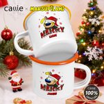 Personalised Long Tailed Marsupilami Merry Christmas 12 oz Enamel Mug with Name Christmas Gift for Family Friend | Callie × Marsupilami®