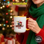 Personalized Long Tailed Marsupilami Merry Christmas 11 oz 15 oz Ceramic Mug with Name Christmas Gift for Family Friend | Callie × Marsupilami®