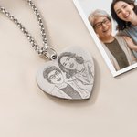 Personalizado grabado collar de la foto del corazón con el texto cumpleaños aniversario regalo para la familia amigo