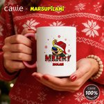 Personalized Long Tailed Marsupilami Merry Christmas 11 oz 15 oz Ceramic Mug with Name Christmas Gift for Family Friend | Callie × Marsupilami®