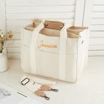 Personalized Embroidered Name Multi-Pocket Canvas Tote Bag with Shoulder Strap Daily Use Birthday Gift for Women