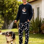 Personalised Multicolor Pet Face Photos Soft Long-Sleeve Lounge Pyjama Set with Name Birthday Gift for Pet Lovers Owners