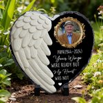 Personalized Angel Wing Heart Memorial Photo Garden Stone with Name Garden Decoration Memorial Gift for Loss of a Loved One Pet Owners
