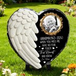 Personalized Angel Wing Heart Memorial Photo Garden Stone with Name Garden Decoration Memorial Gift for Loss of a Loved One Pet Owners