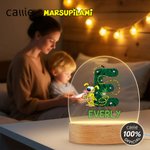 Personalisierte Long-Tailed Leopard Marsupilami Oval LED-Nachtlicht mit Namen und hölzernen Basis Geburtstag Geschenk für Kleinkinder Kinder | Callie × Marsupilami®