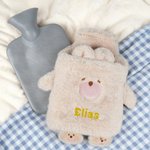Personalisierte 1 Liter Plüsch-Wärmflasche im niedlichen Tier-Design mit Namen Wohnen Reisen Geburtstag Winter Weihnachten Geschenk für Kinder Freunde