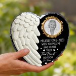 Personalized Angel Wing Heart Memorial Photo Garden Stone with Name Garden Decoration Memorial Gift for Loss of a Loved One Pet Owners