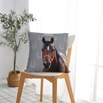 Personalisierte Hufeisen Pferd Gesicht Foto werfen Kissenbezug mit Namen Home Decor Geburtstag Jahrestag Geschenk für Pferdebesitzer Liebhaber