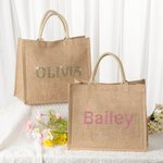 Personalised Rhinestone Large Jute Tote Bag with Name Wedding Party Birthday Gift for Women
