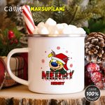 Personalised Long Tailed Marsupilami Merry Christmas 12 oz Enamel Mug with Name Christmas Gift for Family Friend | Callie × Marsupilami®