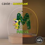 Personalisierte Long-Tailed Leopard Marsupilami Oval LED-Nachtlicht mit Namen und hölzernen Basis Geburtstag Geschenk für Kleinkinder Kinder | Callie × Marsupilami®
