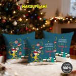 Personalized Santa-Hatted Long Tailed Marsupilami Throw Pillow Cover Home Decor Christmas Gift for Kids | Callie × Marsupilami®