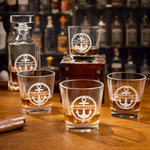 Personalized Boat Anchor Whiskey Decanter Glass Box with Engraved Name and Date Birthday Anniversary Gift for Liquor Lovers