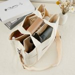 Personalized Embroidered Name Multi-Pocket Canvas Tote Bag with Shoulder Strap Daily Use Birthday Gift for Women