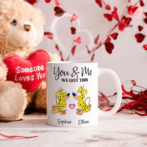 Personalisierte Yellow-Spotted Leopard Marsupilami 11 oz 15 oz Keramik-Becher mit Namen und Jahr Valentinstag Geschenk für Paar | Callie × Marsupilami®