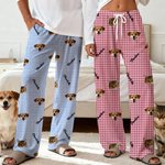 Personalized Face Photo Striped Pajama Pants with Name and Pocket Daily Use Party Birthday Gift for Family Pet Owners Lovers