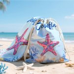 Personlig strandhandduk med havsdjur design superstor och snabbttorkande med namn perfekt present för semester eller födelsedag