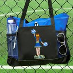 Personalized Cartoon Cheerleading Character Waterproof Mesh Tote Bag with Team Name Game Day Team Gift for Cheerleaders Coaches