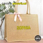 Personalized Long Tailed Marsupilami Leopard Name Large Jute Tote Bag Birthday Gift for Family Friends | Callie × Marsupilami®