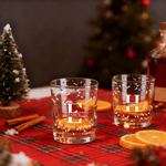 Personalised Christmas Hat Reindeer Antlers Floral Initial Lights 10 oz Whiskey Glass with Name Anniversary Christmas Gift for Dad Whiskey Lover